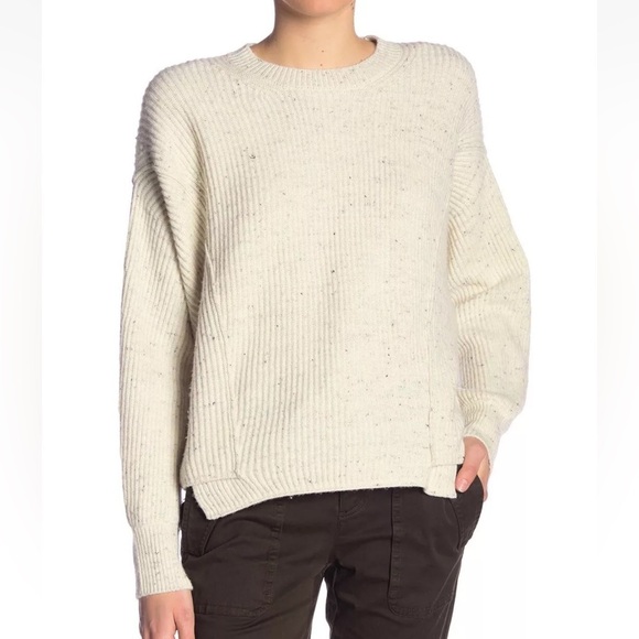 VINCE • Women’s Wool Cashmere Blend Flecked Panel Hem Relaxed Fit Sweater Size M